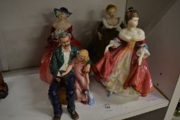 Four Doulton figures.