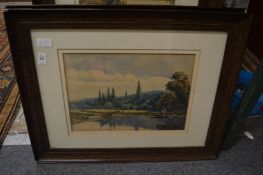 Four watercolours depicting rural scenes, uniformly framed and glazed.