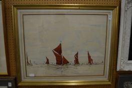 Sailing ships at sea, watercolour.