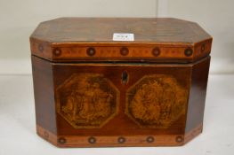 A good Georgian inlaid mahogany two division tea caddy.