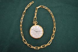 A pocket watch and chain.