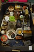 A box of miscellaneous collectables.