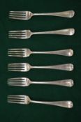A set of six Georgian silver pastry forks.