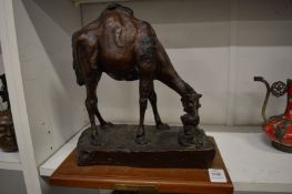 Bronze model of a camel and its calf.