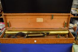 James Brown, a brass telescope with tripod stand and housed in it's original pine case with trade