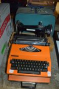 Typewriter and a sewing machine.