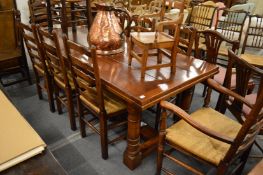 A good oak refectory style drawer leaf dining table.