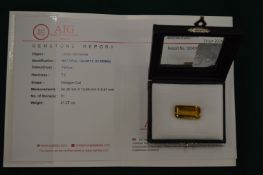 A large natural octagon cut citrene with certificate.