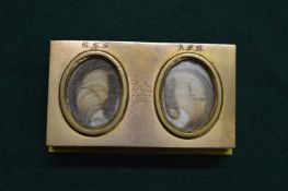 Asprey & Son, New Bond Street, a good gilt metal small hinged box, the cover inset with a pair of