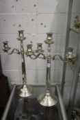 A good large pair of plated candelabra.