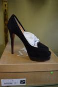 A pair of ladies Christian Louboutin Peniche Crosta black leather high heeled shoes, size 38, unworn