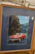 Ivan Berryman, a convertible MG on a mountain road, gouache, signed and dated 91.
