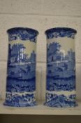 A pair of Copeland Spode Italian pattern cylindrical vases.