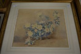 Guillermain, still life of flowers in a bowl, watercolour, a pair.