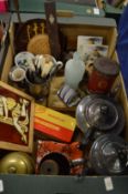 A box of miscellaneous collectables.