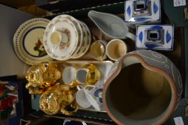 Quantity of decorative china to include a large Denby jug and Bunnykins Nursery china.