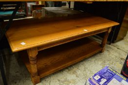 An oak coffee table.