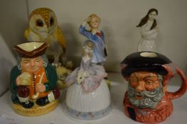 A group of Doulton jugs and figures etc.