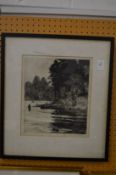 Norman Wilkinson, an angler and his ghillie, etching, signed in pencil.