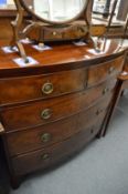 A 19th century mahogany bow front chest of drawers.