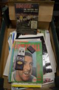 Football related magazines, collectors cards etc.