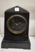Victorian black slate mantel clock.