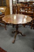 A good 19th century mahogany large tilt-top tripod table with pie crust top.