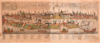 Rupprecht after Haffner, 18th Century, a hand coloured panoramic view of Venice, engraving, 12