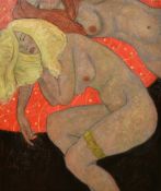 Kanwaldeep Singh Kang 'Nicks', (1964-2007), 'Jane and Emma' two resting female nudes, oil on canvas,