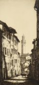 William Douglas Macleod (1892-1963), 'Palace Tower, Siena', etching, signed in pencil, 10.5