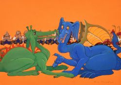 Eric Kincaid (1931-2023), a collection of five framed illustrations, each around 10