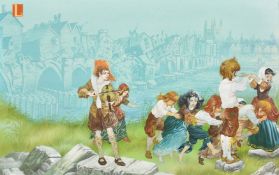 Eric Kincaid (1931-2023), a collection of six framed illustrations, each around 9