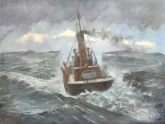 James Kirby (1917-1999), the tug boat 'Baytree', in rolling seas, oil on board, signed, 36