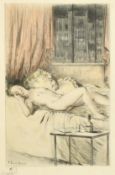 Paul Emile Becat (1885-1960), a pair of colour etchings of female nudes, 'L'Impredente' and 'Premier