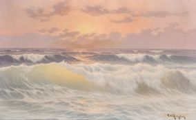 Edouard Mandon (1885-1977) French, waves breaking at dusk, oil on canvas, signed, 15