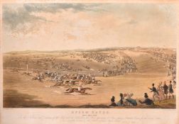 Smart and Hunt after Pollard, 'Epsom Races, Here they Come', hand coloured aquatint, 17