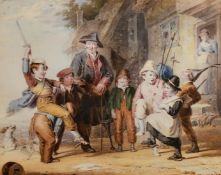 Robert Farrier (1796-1879), 'Playing Soldiers', watercolour, signed with initials, 9