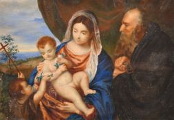 Bonomi, Italian School, Circa 1852, holy family, watercolour, signed and dated, 5.5