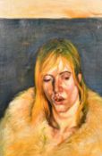 After Freud, a portrait of Kate Moss, oil on canvas, 30