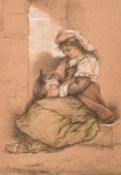 Gamborg, French School, Circa 1869, a pastel study of a sleeping woman, indistinctly signed and