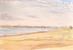 The Honourable Albert Hood (1841-1921), 'Southampton from Marchwood Magazine', pencil and