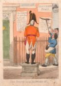Rowlandson, Early 19th Century, 'The Statue to be Disposed of', hand coloured engraving, published