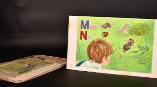 Eric Kincaid (1931-2023), a group of illustrators from 'Benji's ABC', watercolour and gouache,