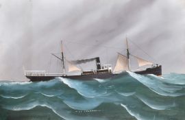 G. Roberto (19th/20th Century), 'S.S. Calanas', watercolour and gouache, signed, 16.5