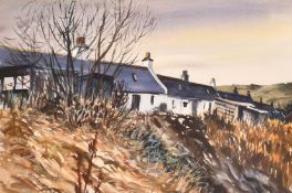 Annette J. Stephen (1910-1990), row of buildings at dusk, watercolour, signed, 18.5