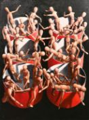 Derek Carruthers (1935-2021), still life with artist's mannequins, oil on canvas, 60