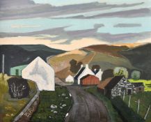 Michael Gower Alford (1922-2000), 'Shetland Village', circa 1966, oil on canvas board, label