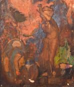 Circle of Frank Brangwyn, a still life study of a garden statue, oil on canvas, 24