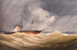 Charles Taylor Jnr (19th Century), 'First India Mail Boat in a Fresh Breeze or Gale', watercolour,
