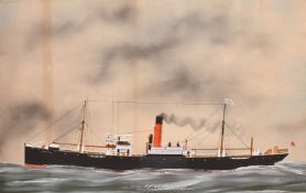 Attributed to G. Roberto (19th/20th Century), 'S.S. Hesperides', watercolour and gouache, 14